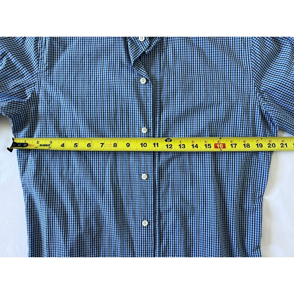 Ledbury Slim-Fit Blue Gingham Check Cotton Long Sleeve Collared Shirt Size 15 - Picture 8 of 8